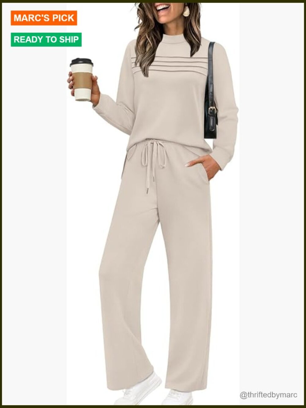 Long Sleeve Lounge Set Wide Leg Pants Relaxed Fit Two Piece Outfit